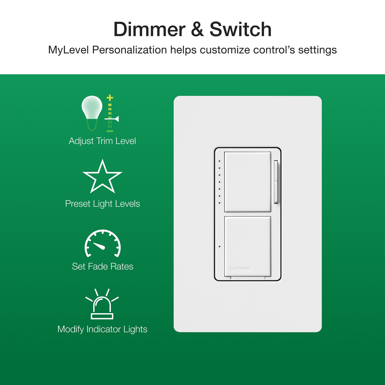 Maestro LED+ Dual Dimmer and Switch, Single Pole, Black