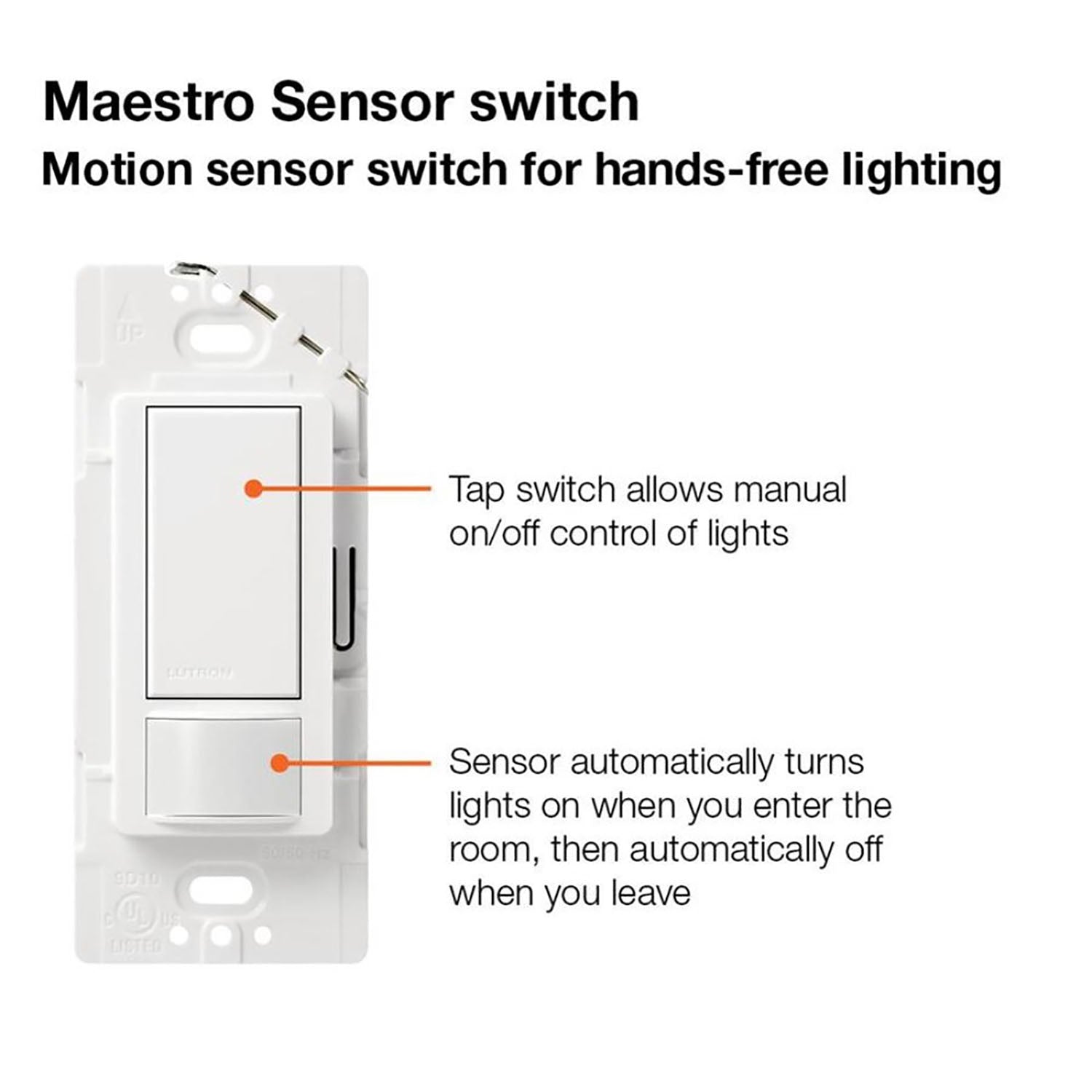 Maestro 120V Occupancy/Vacancy Motion Sensor Switch PIR, 3-Way/Multi-Location, White