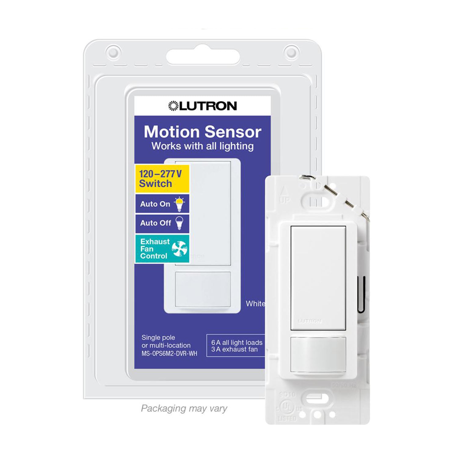 Maestro PIR 180° Occupancy|Vacancy Sensor Wall Switch, 3-Way or Multi-Location, 6 Amps, 120-277V, White