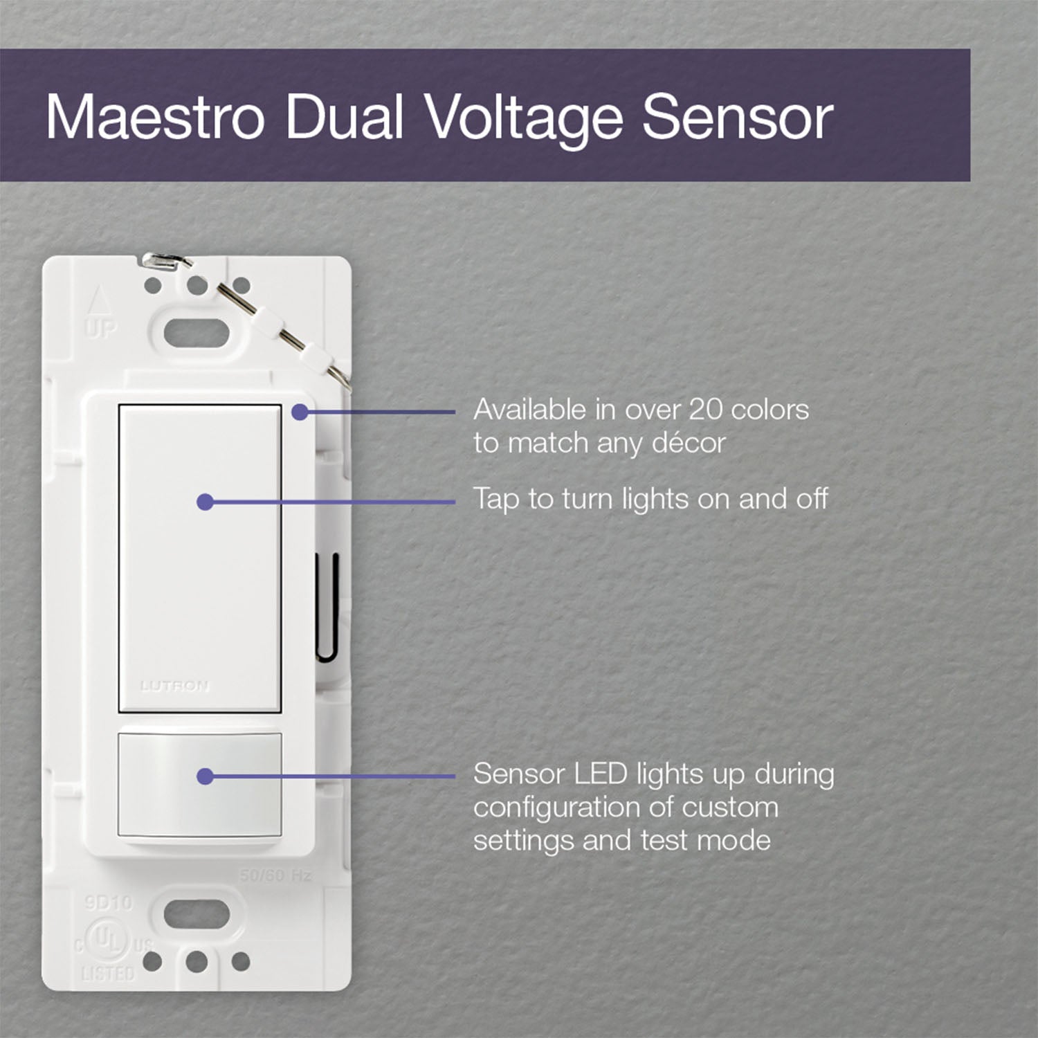 Maestro PIR 180° Occupancy|Vacancy Sensor Wall Switch, 3-Way or Multi-Location, 6 Amps, 120-277V, Black