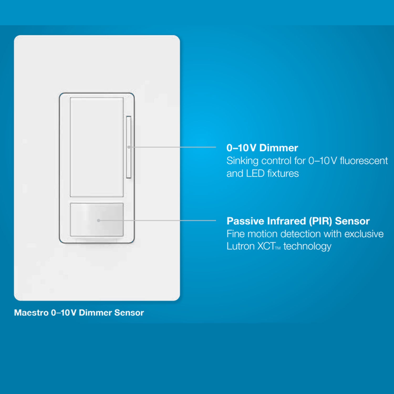 Maestro 120-277V Vacancy Motion Sensor Switch with 0-10V Dimmer PIR, 3-Way/Multi-Location, White