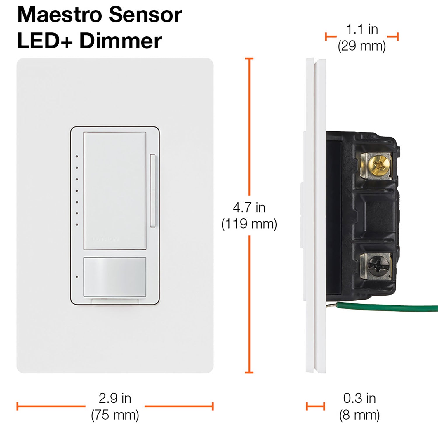 Maestro 120V Occupancy/Vacancy Motion Sensor Switch with LED Dimmer PIR, Single Pole/Multi-Location, White