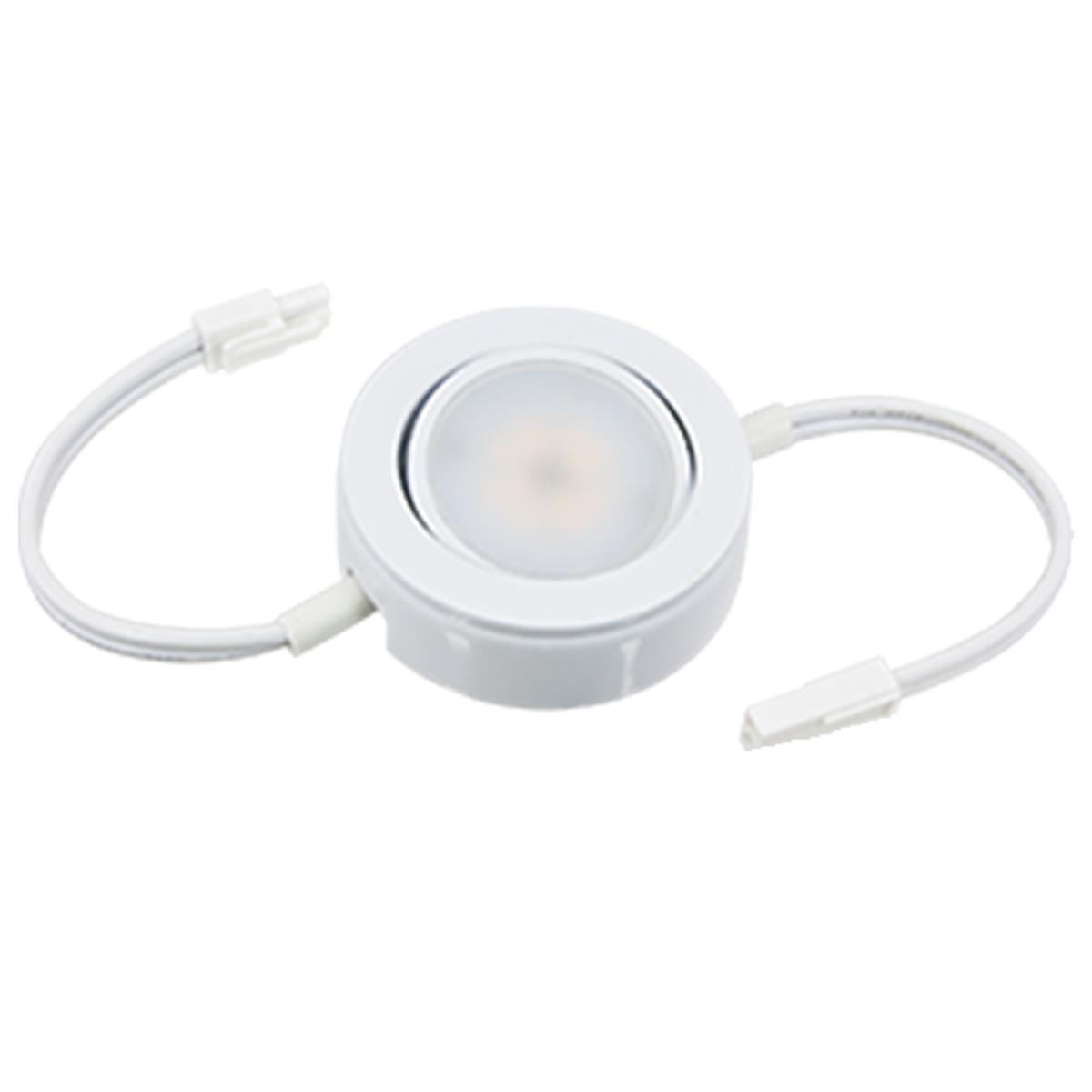 MVP Single Linking Puck Light with Lead and Tail wires, 2700K, 230Lm, 120V, White - Bees Lighting