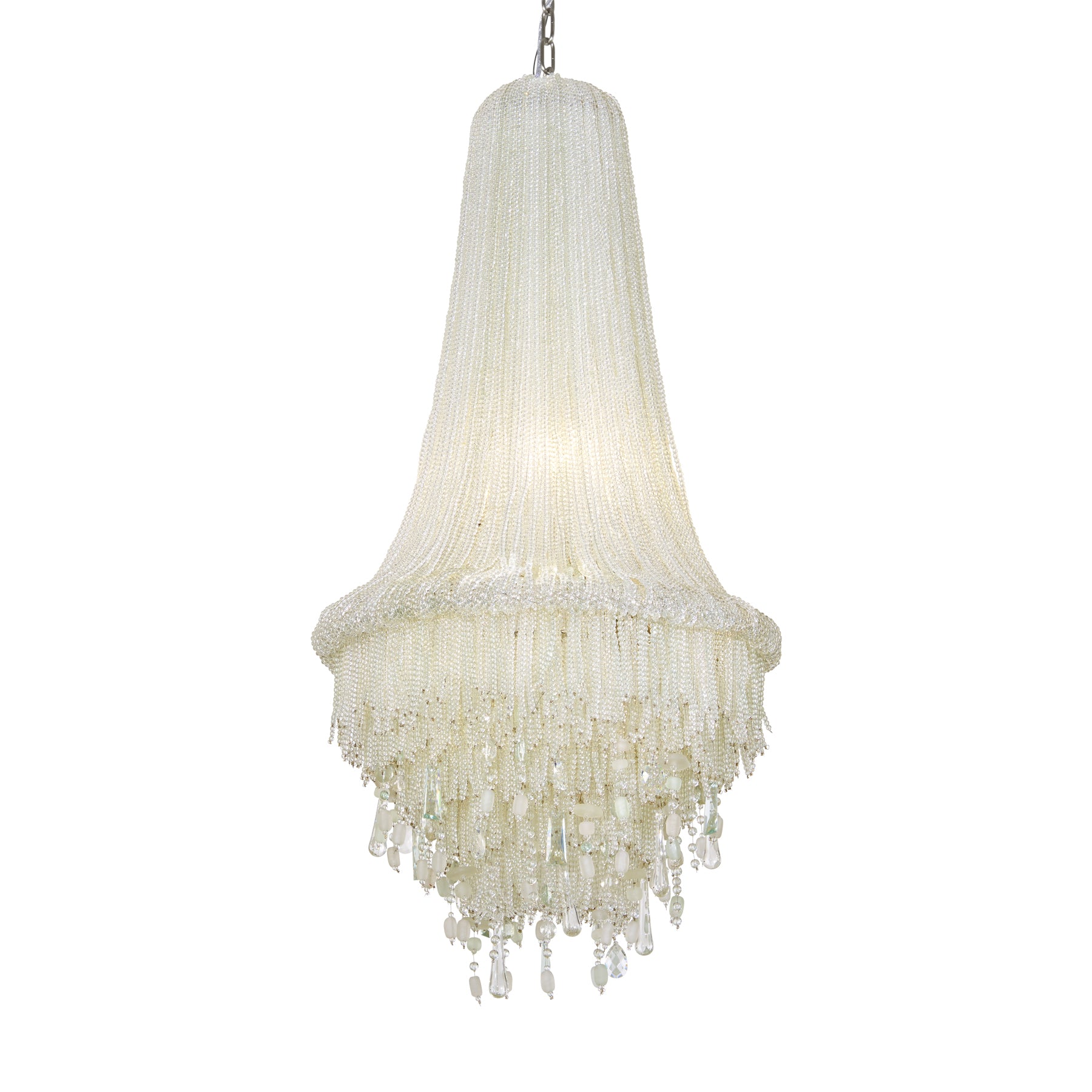 Crystal Reign 38" 4 Lights Pendant Light Silver Finish - Bees Lighting