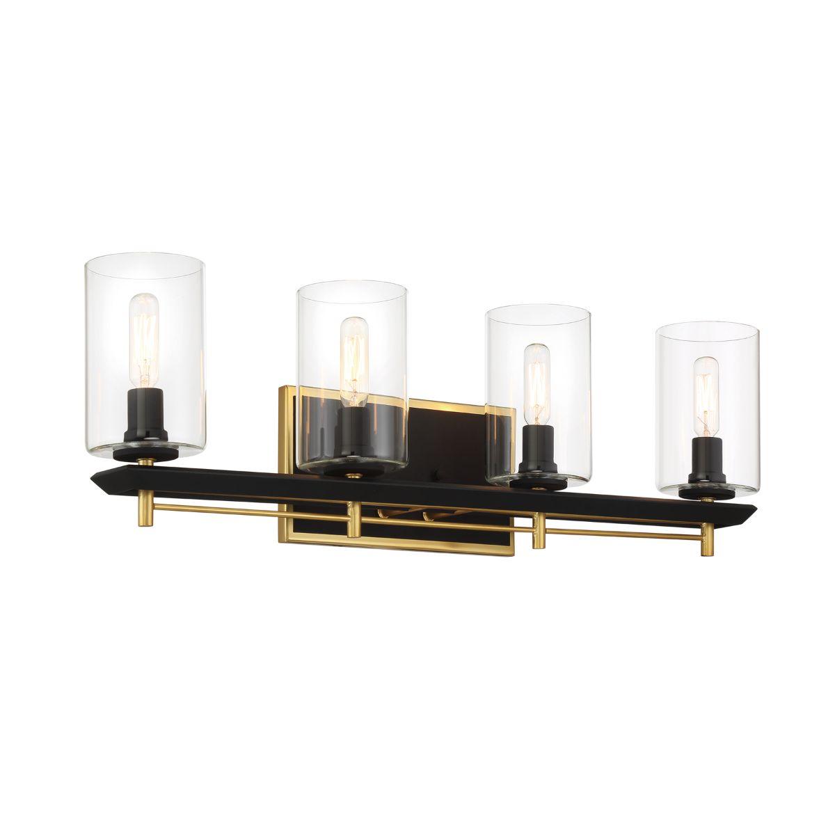 Sable point 28 in. 4 lights Vanity Light Black & Brass Finish - Bees Lighting