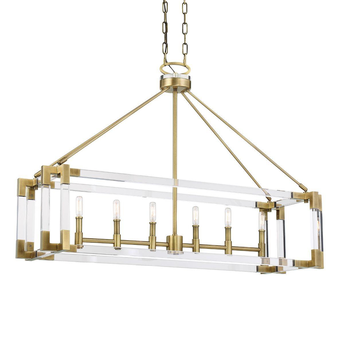 Prima Vista 38 in. 6 Lights Pendant Light Antique Brass Finish - Bees Lighting