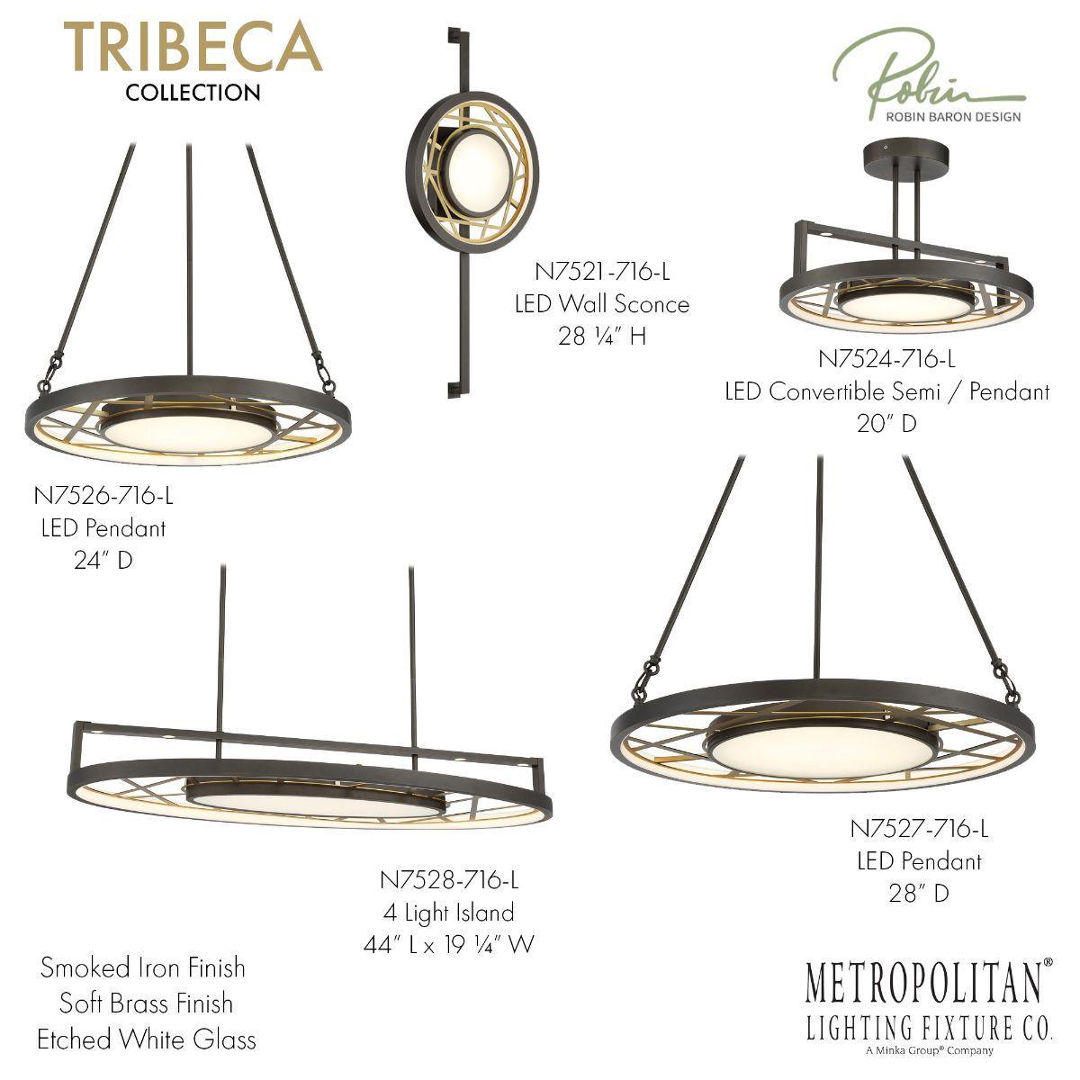 Tribeca 28 in. LED Wall Light iron & Brass Finish - Bees Lighting