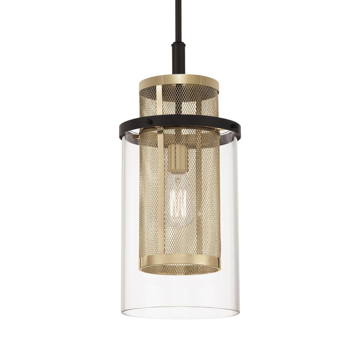 Soho 10 in. Pendant Light Black & Brass Finish - Bees Lighting