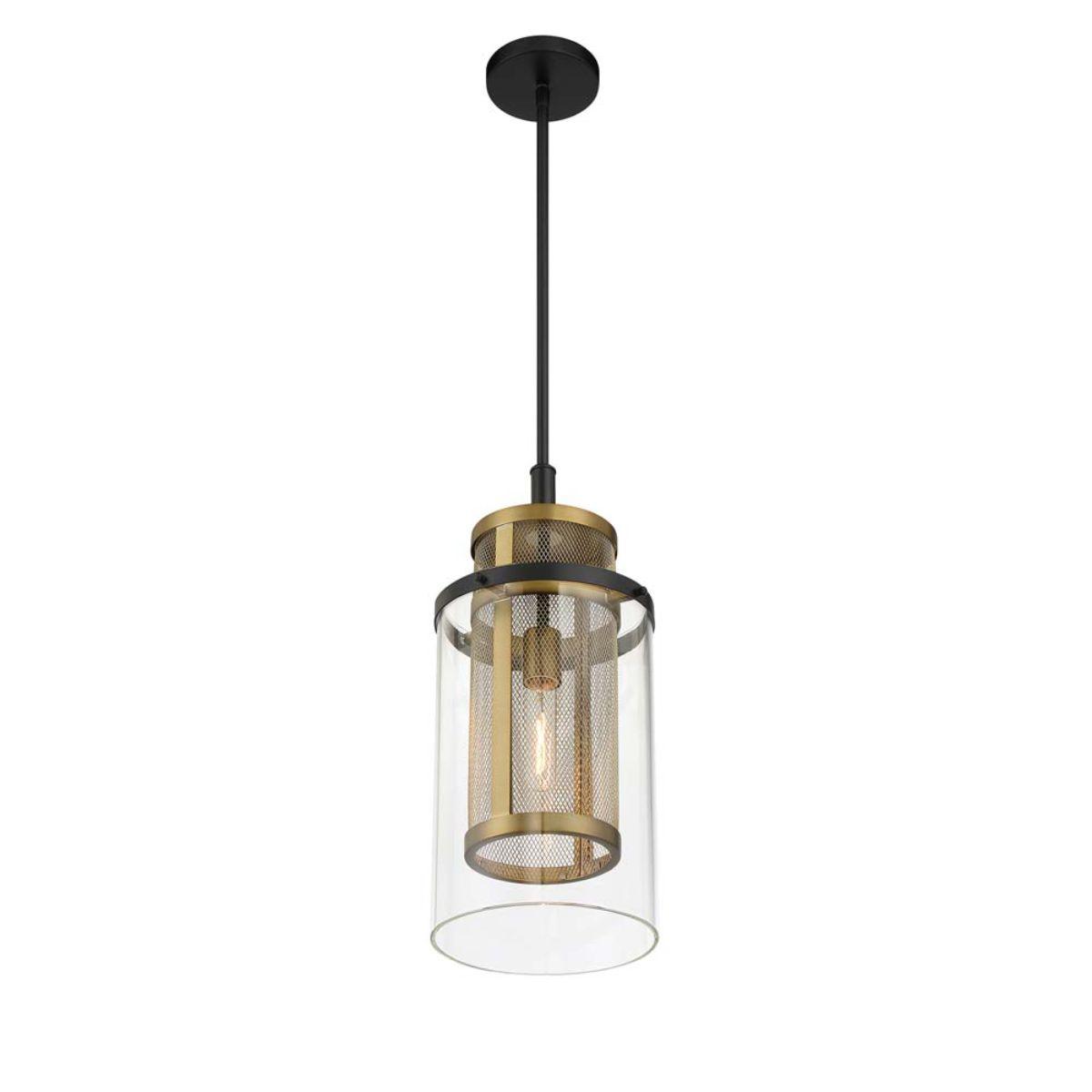 Soho 10 in. Pendant Light Black & Brass Finish - Bees Lighting