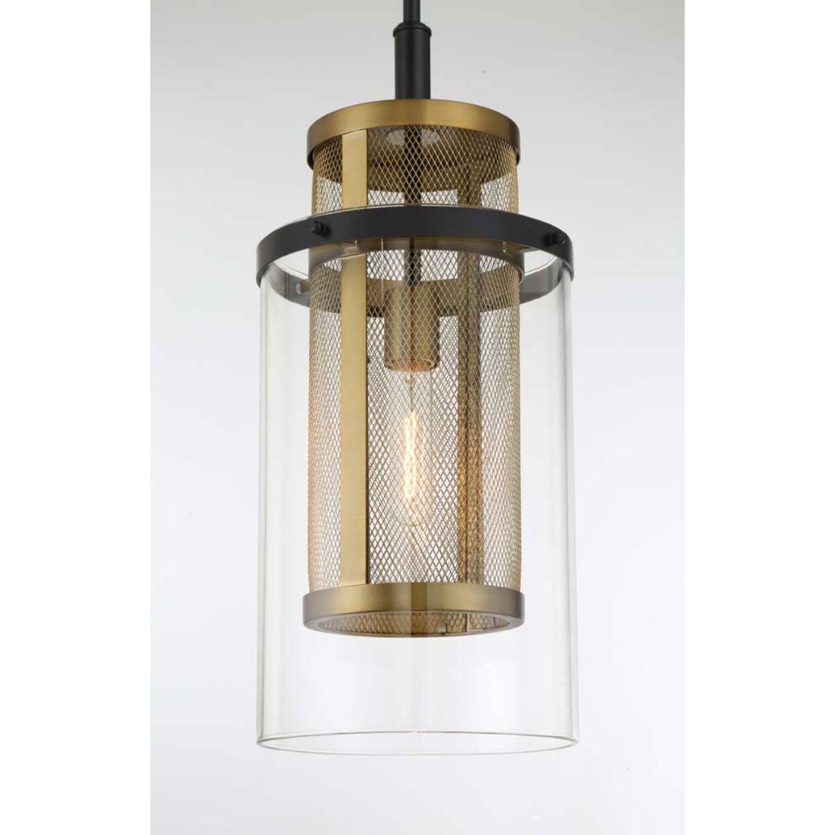 Soho 10 in. Pendant Light Black & Brass Finish - Bees Lighting