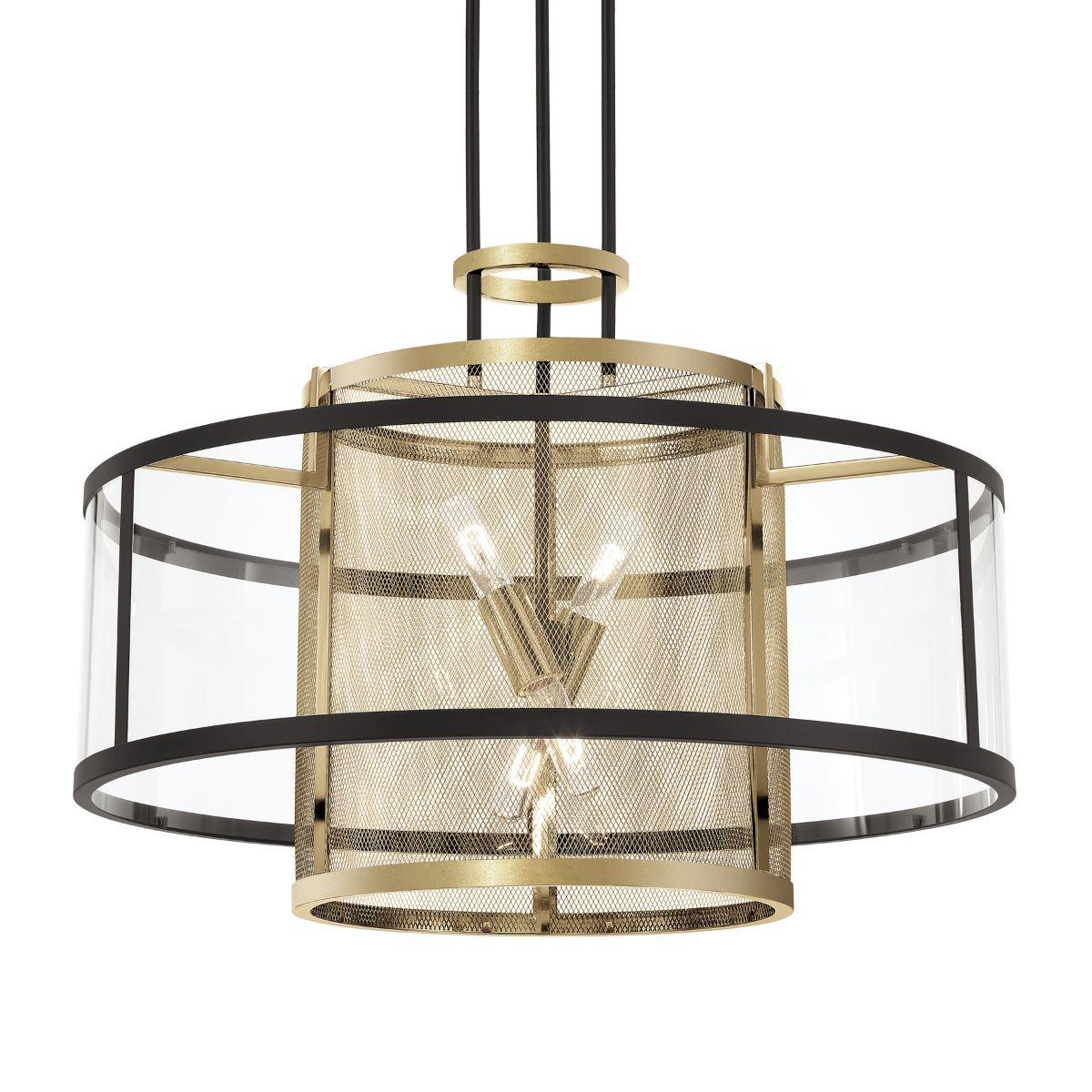 Soho 30 in. 4 Lights Pendant Light Black & Brass Finish - Bees Lighting