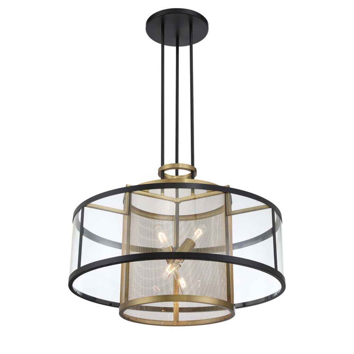 Soho 30 in. 4 Lights Pendant Light Black & Brass Finish - Bees Lighting