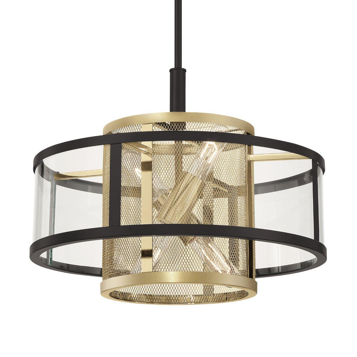 Soho 18 in. 4 Lights Pendant Light Black & Brass Finish - Bees Lighting