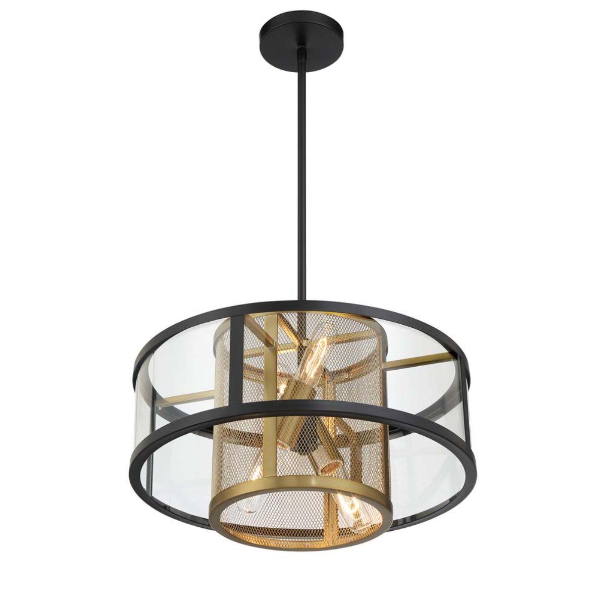 Soho 18 in. 4 Lights Pendant Light Black & Brass Finish - Bees Lighting