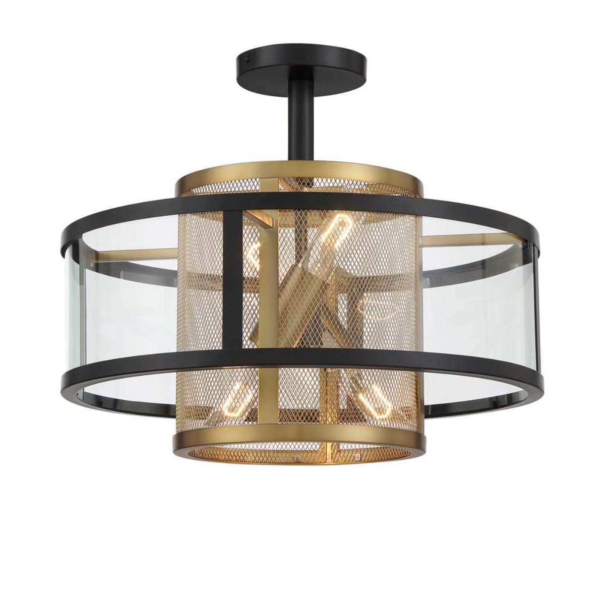 Soho 18 in. 4 Lights Pendant Light Black & Brass Finish - Bees Lighting