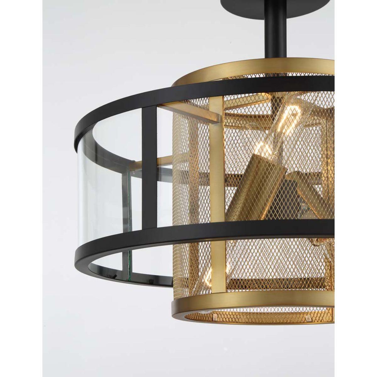 Soho 18 in. 4 Lights Pendant Light Black & Brass Finish - Bees Lighting