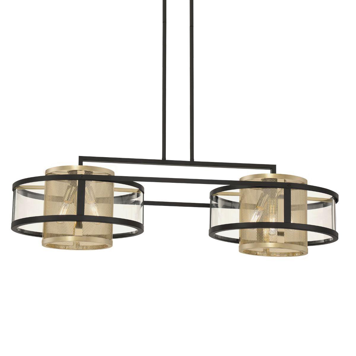 Soho 38 in. 6 Lights Pendant Light Black & Brass Finish - Bees Lighting