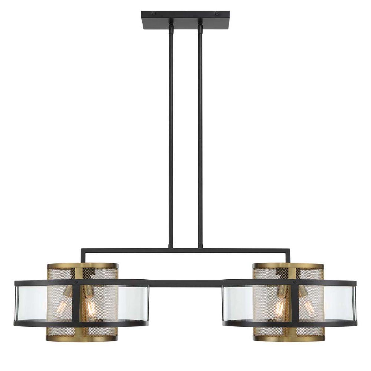 Soho 38 in. 6 Lights Pendant Light Black & Brass Finish - Bees Lighting