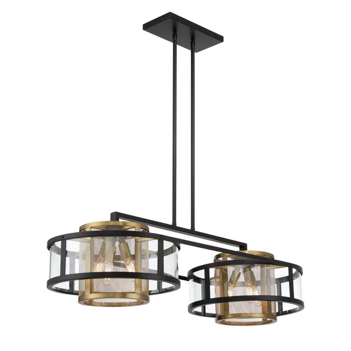 Soho 38 in. 6 Lights Pendant Light Black & Brass Finish - Bees Lighting