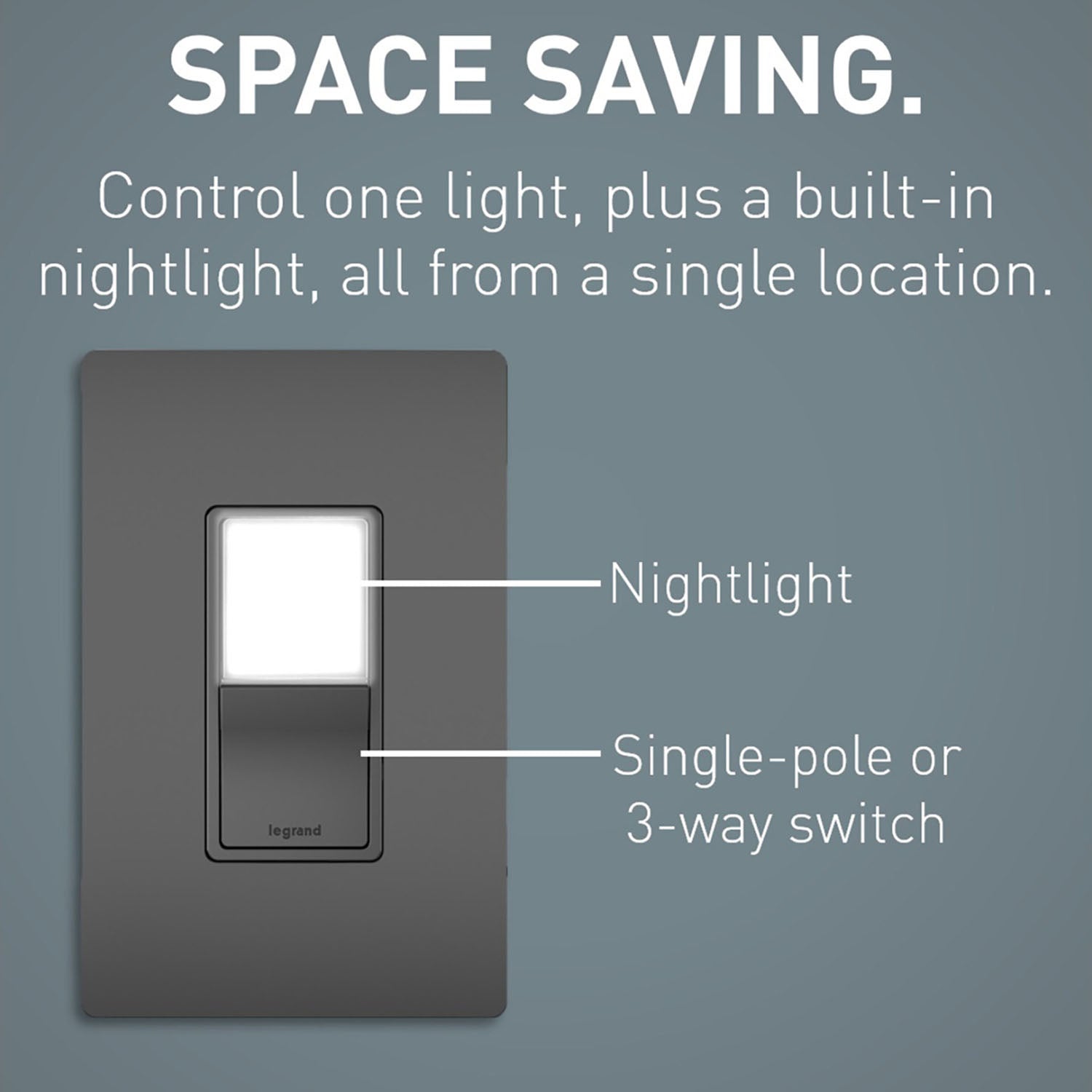 radiant 3-Way Rocker Switch with Night Light, 15-Amp, 120V, Black