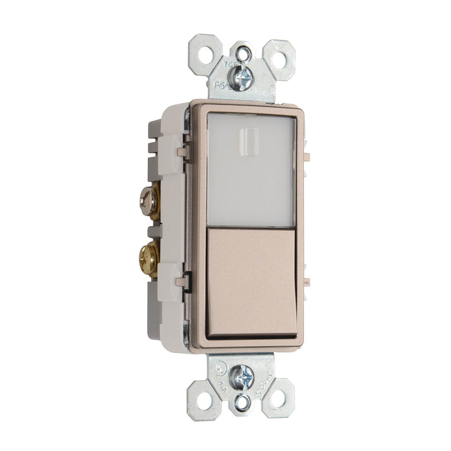 radiant 3-Way Rocker Switch with Night Light, 15-Amp, 120V, Nickel