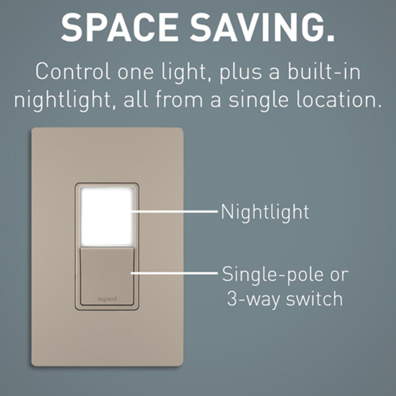 radiant 3-Way Rocker Switch with Night Light, 15-Amp, 120V, Nickel