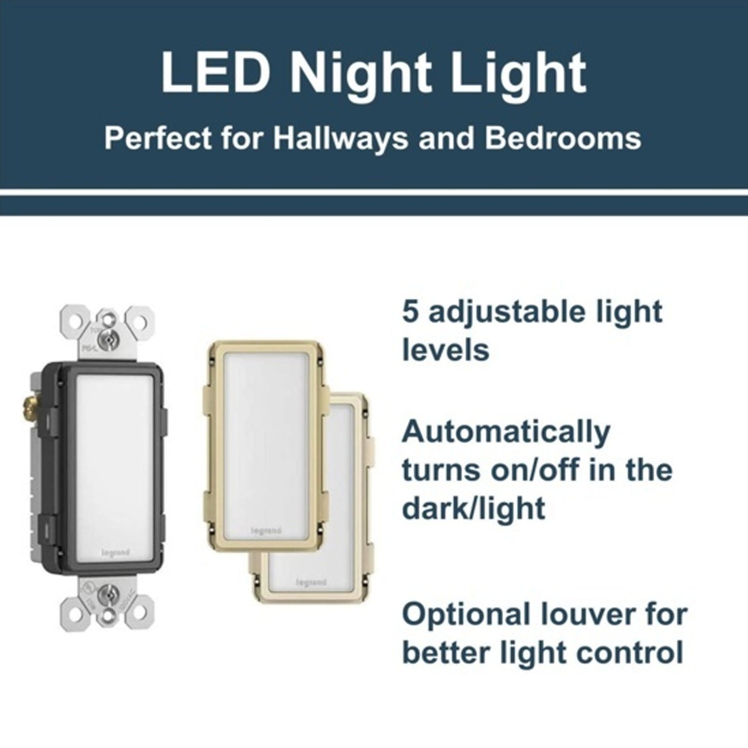 Radiant Full Night Light with Adjustable Light Levels Black,Ivory,Light Almond