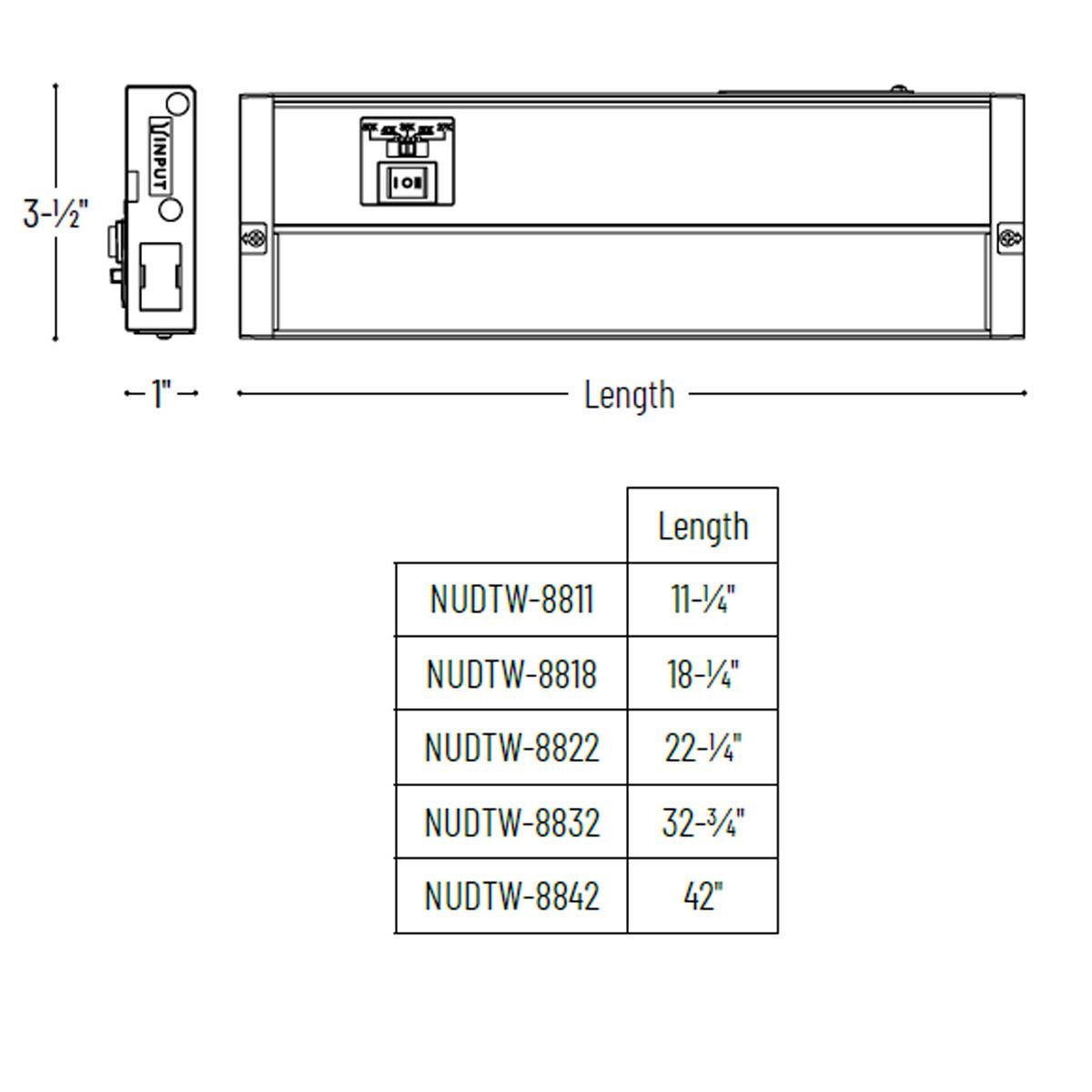 LEDUR 11in. Edge-Lit Under Cabinet LED Light, 275|475 Lm, Selectable 2700K to 5000K, 120V