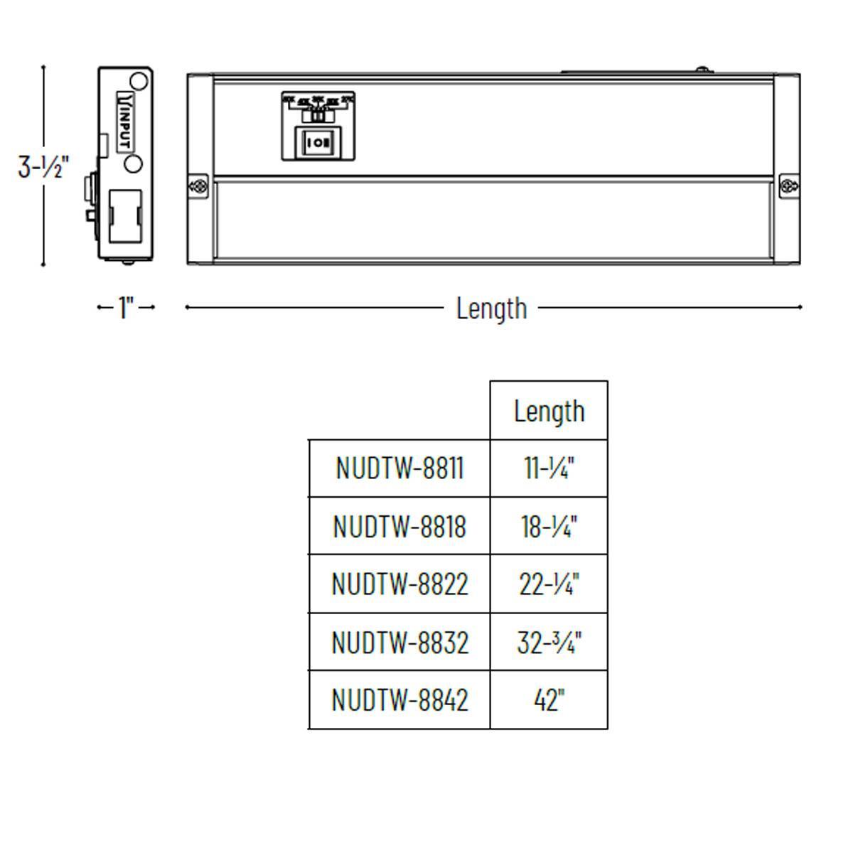 LEDUR TW 32 Inch EdgeLit Under Cabinet LED Light, Linkable, Adjustable Lumens 275/ 475 Lm, Field Selectable CCT 2700K to 5000K, 120V - Bees Lighting