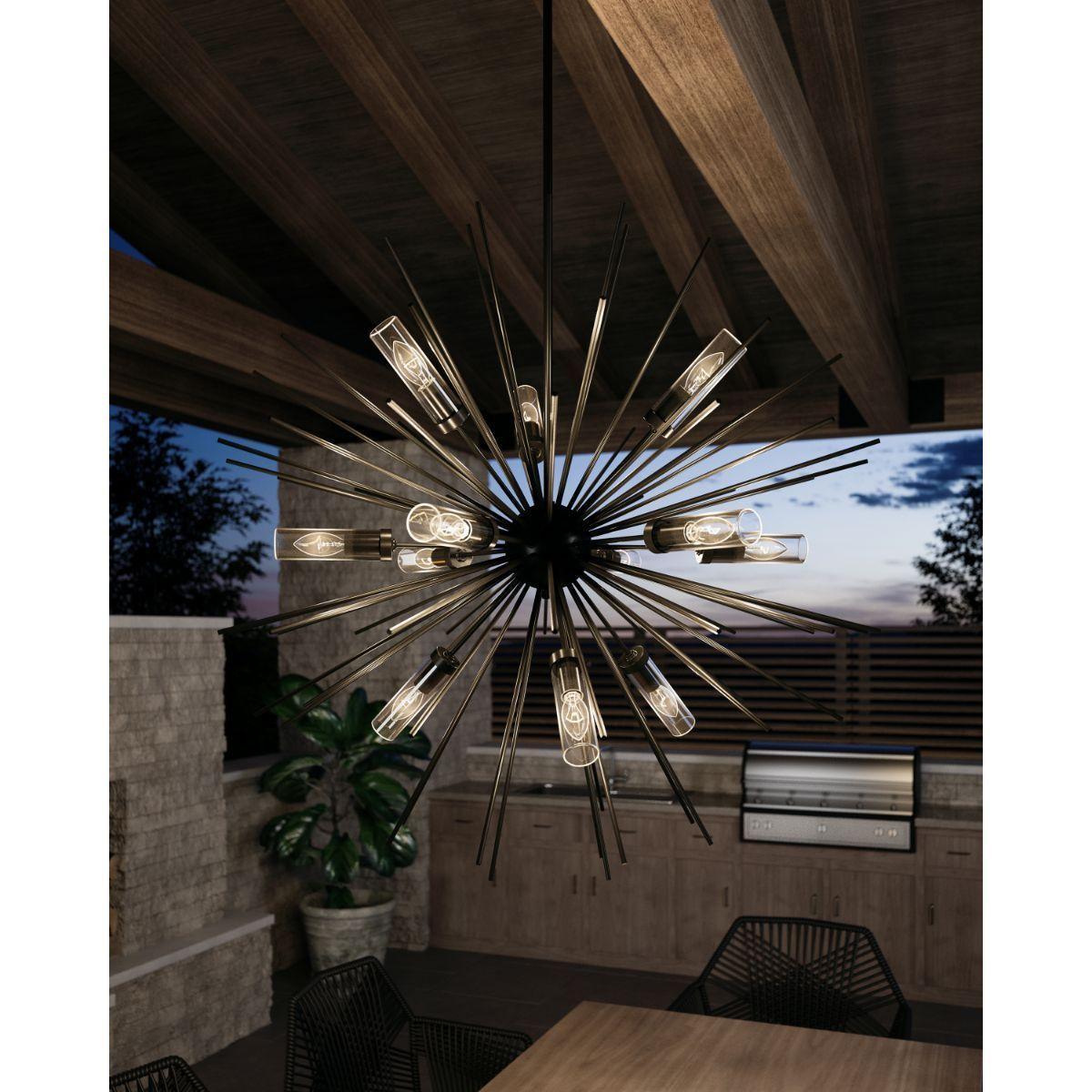 Hilo 12 Lights 36 in. Outdoor Chandelier Bronze finish - Bees Lighting