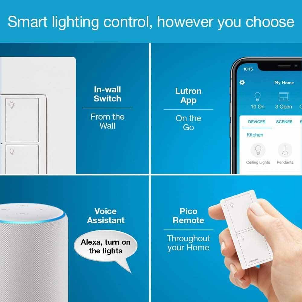 Caseta Wireless Smart Dimmer Switch (2 count) Smart Bridge, Pico Pedestals and Remote Control Kit - Bees Lighting