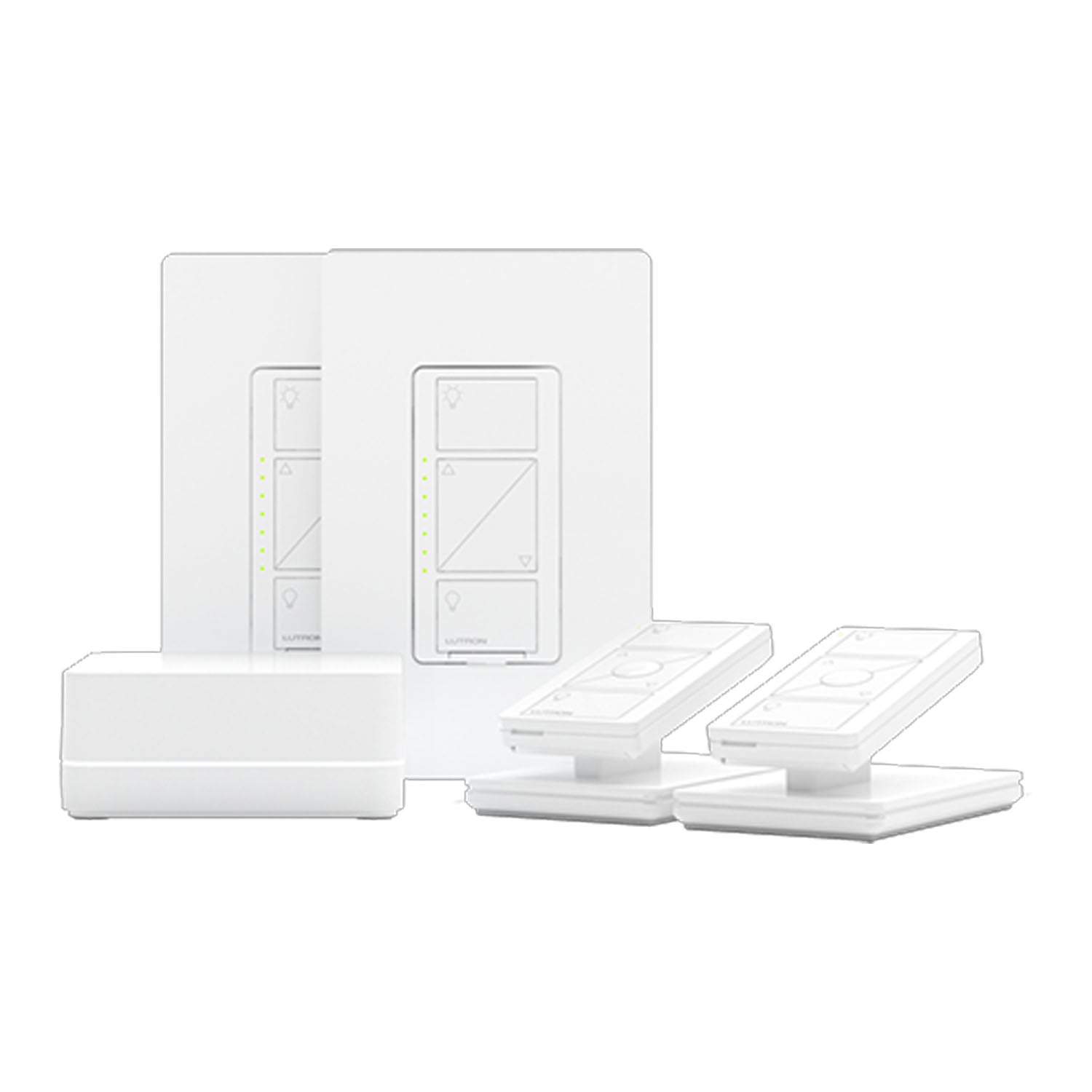 Caseta Wireless Smart Dimmer Switch (2 count) Smart Bridge, Pico Pedestals and Remote Control Kit