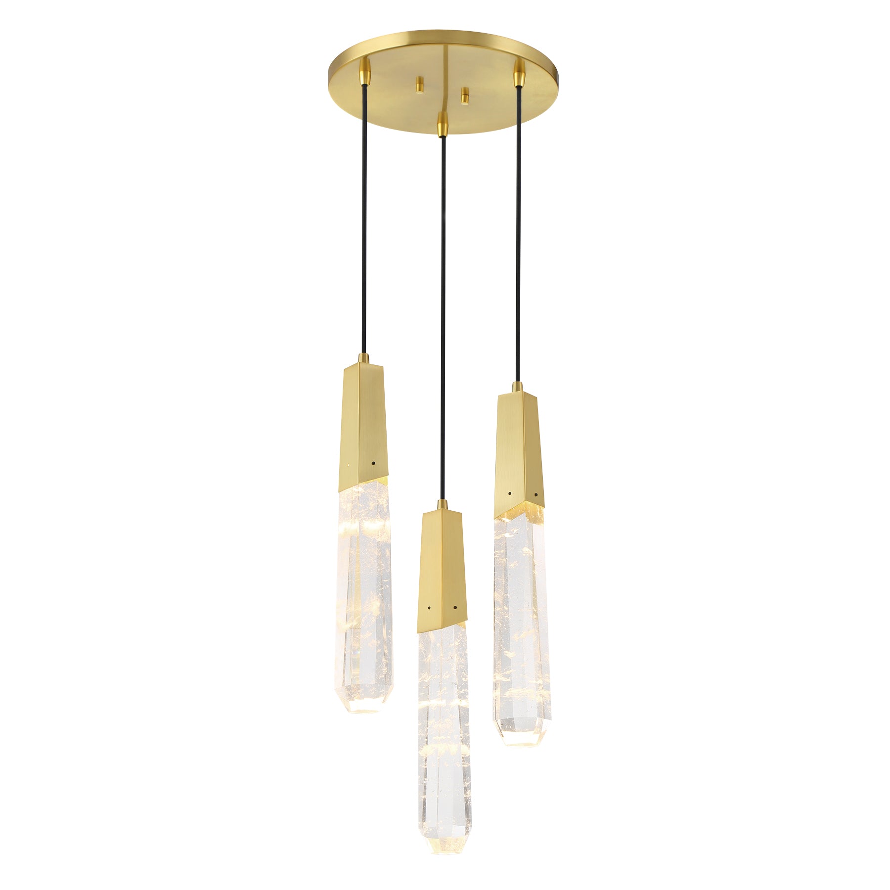 Drifting Droplets 18" 3 Lights LED Pendant Light Brushed Brass Finish - Bees Lighting