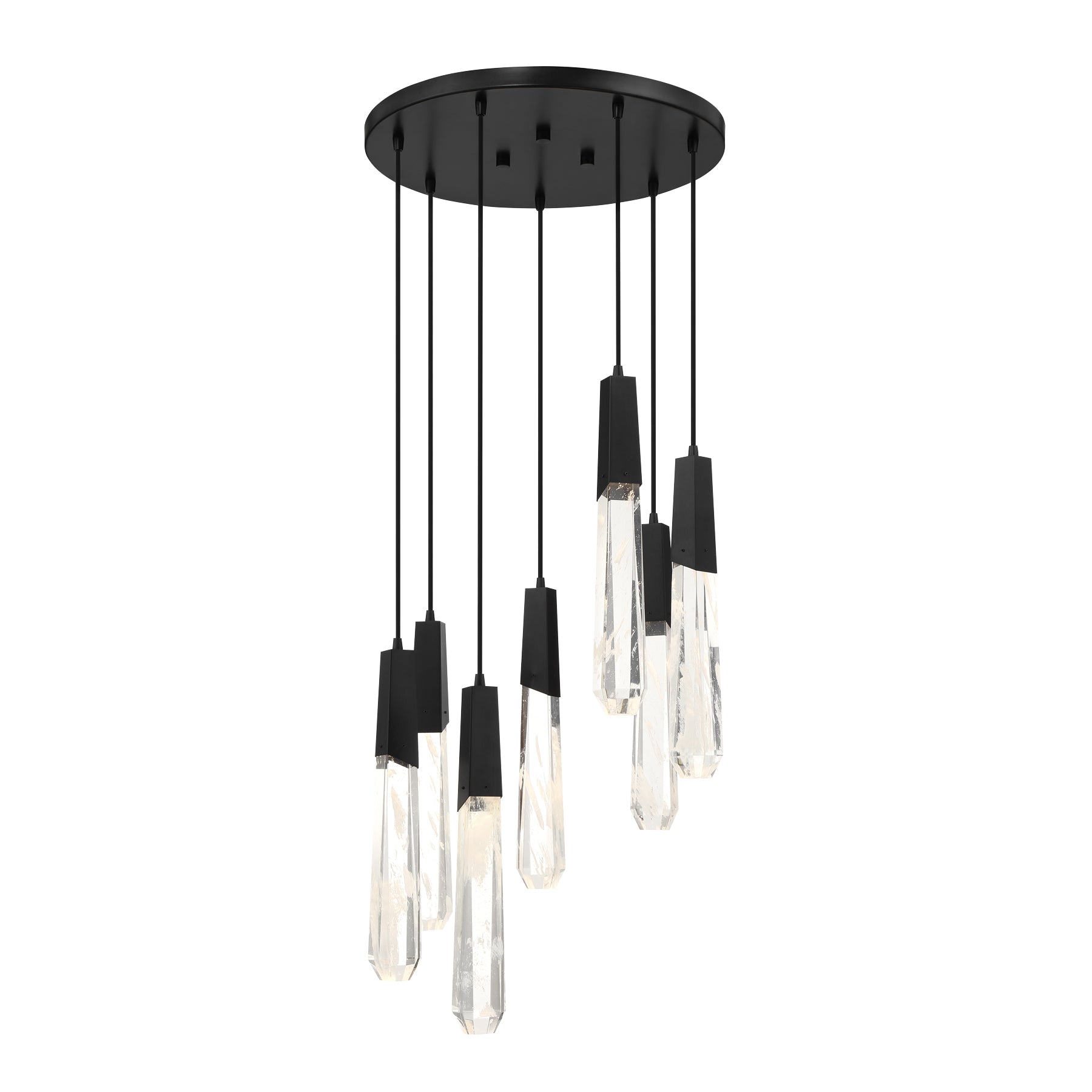 Drifting Droplets 20" 7 Lights LED Pendant Light Black Finish - Bees Lighting