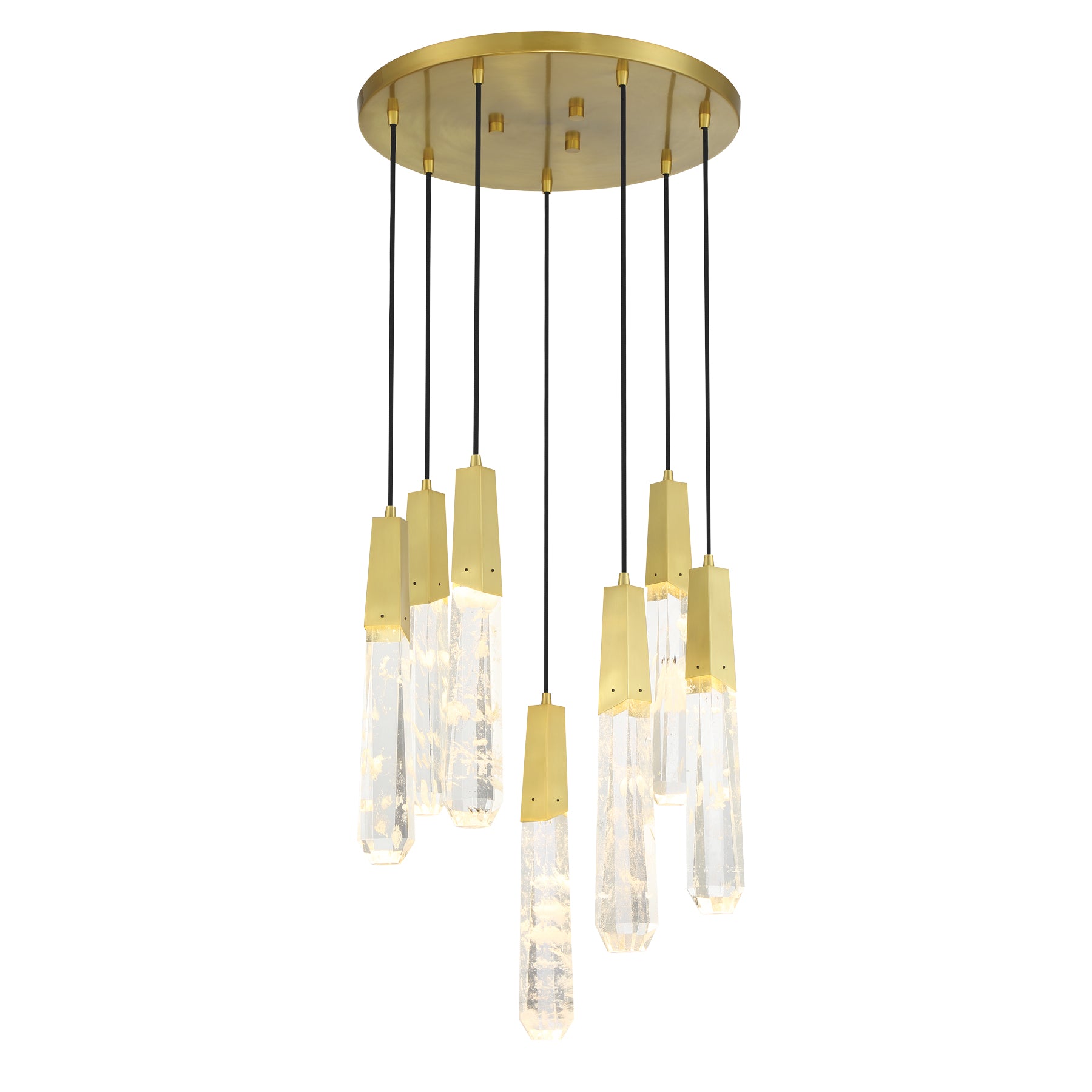 Drifting Droplets 20" 7 Lights LED Pendant Light Brushed Brass Finish - Bees Lighting