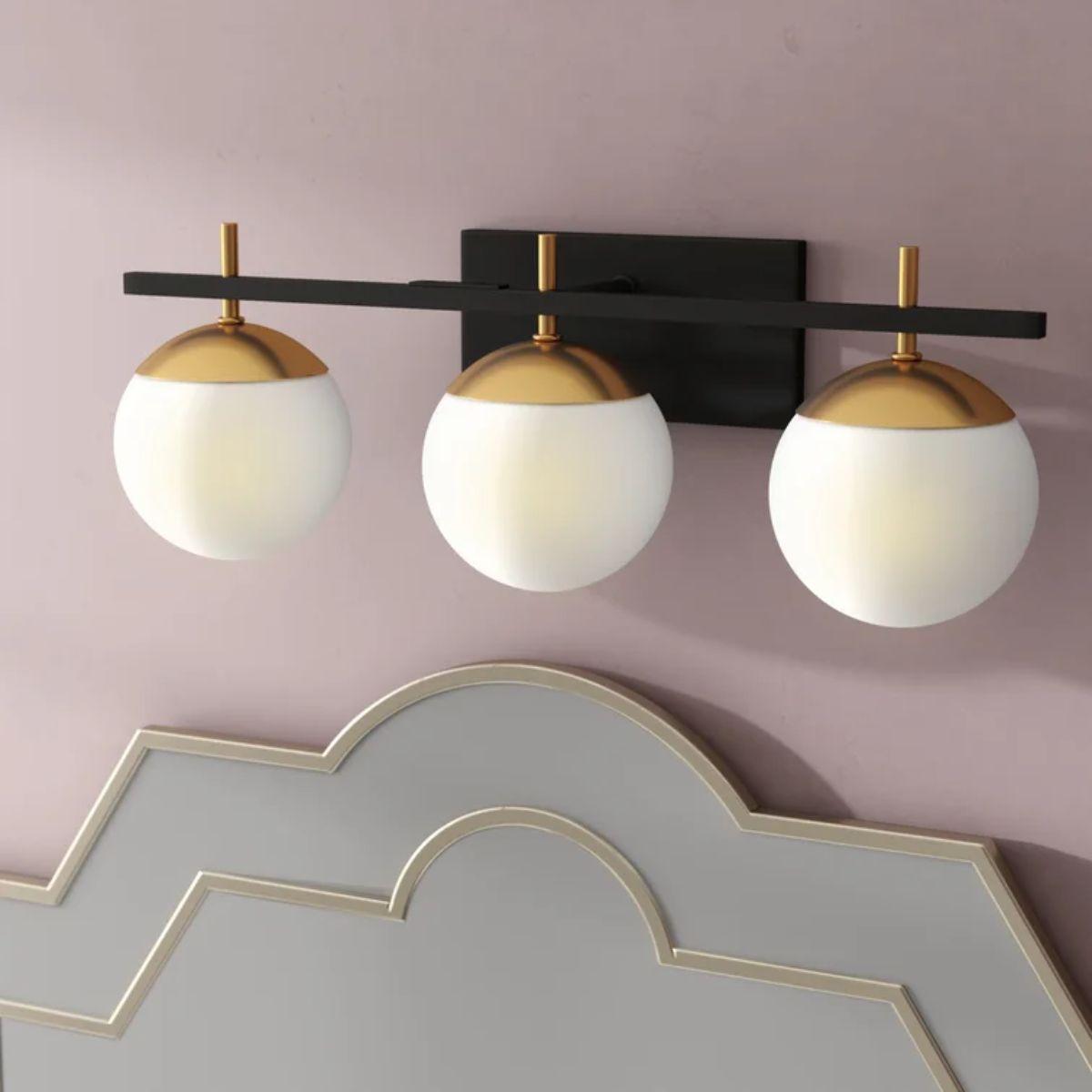 Alluria 24 in. 3 Lights Vanity Light Black & Gold finish - Bees Lighting