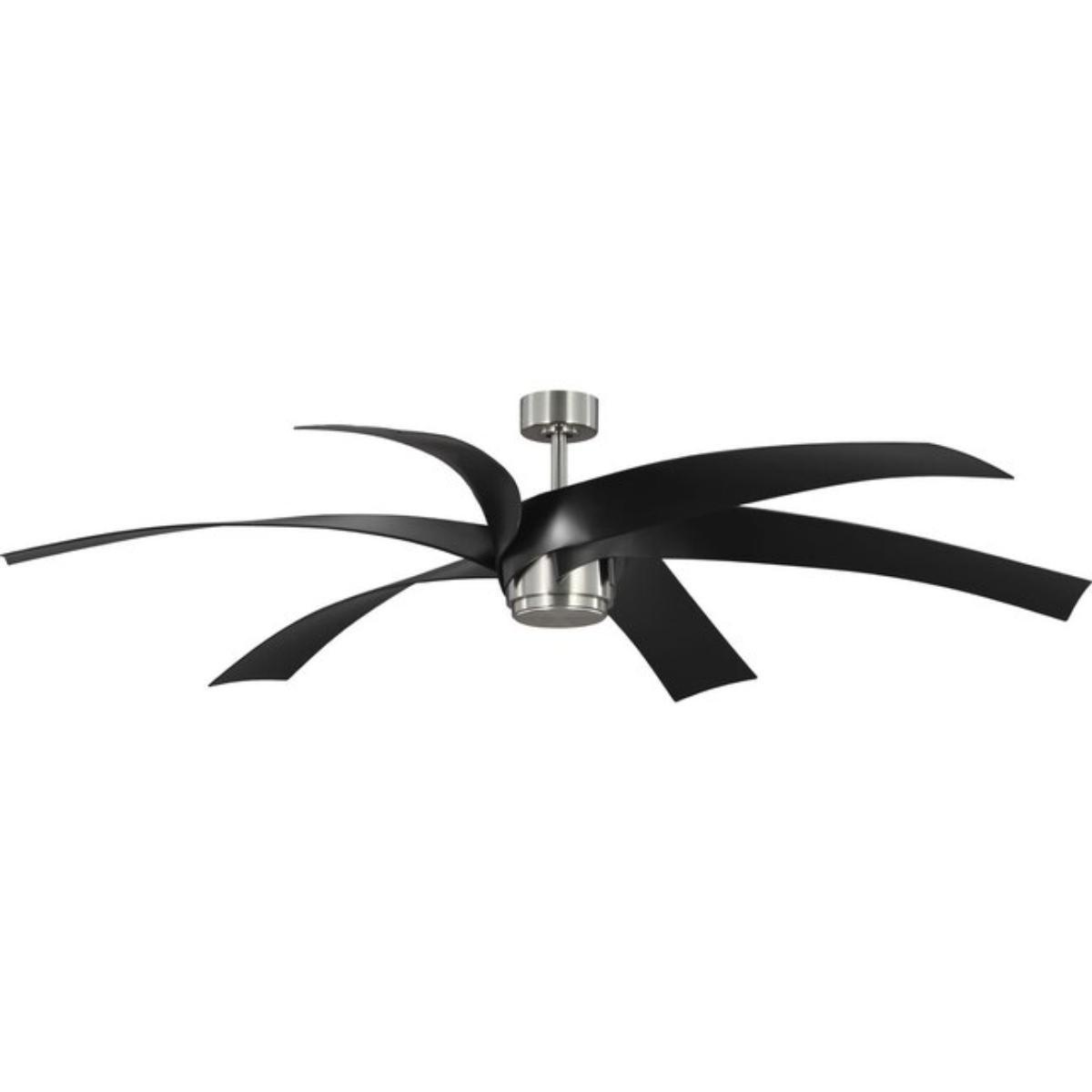 Insigna 72 Inch LED Ceiling Fan with Light Kit and Remote, Brushed Nickel with Matte Black Blades - Bees Lighting