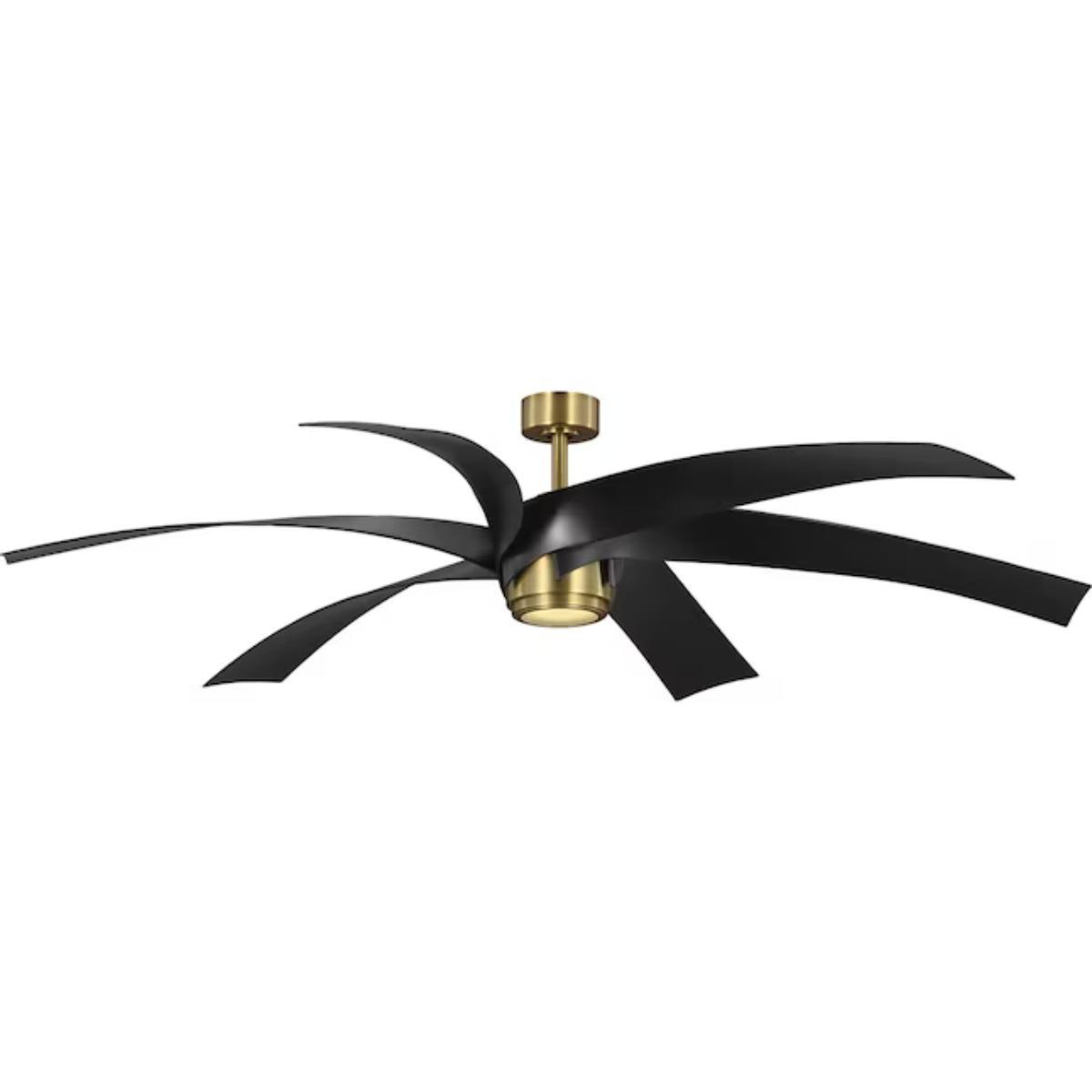 Insigna 72 Inch LED Ceiling Fan with Light Kit and Remote, Vintage Brass with Matte Black Blades - Bees Lighting