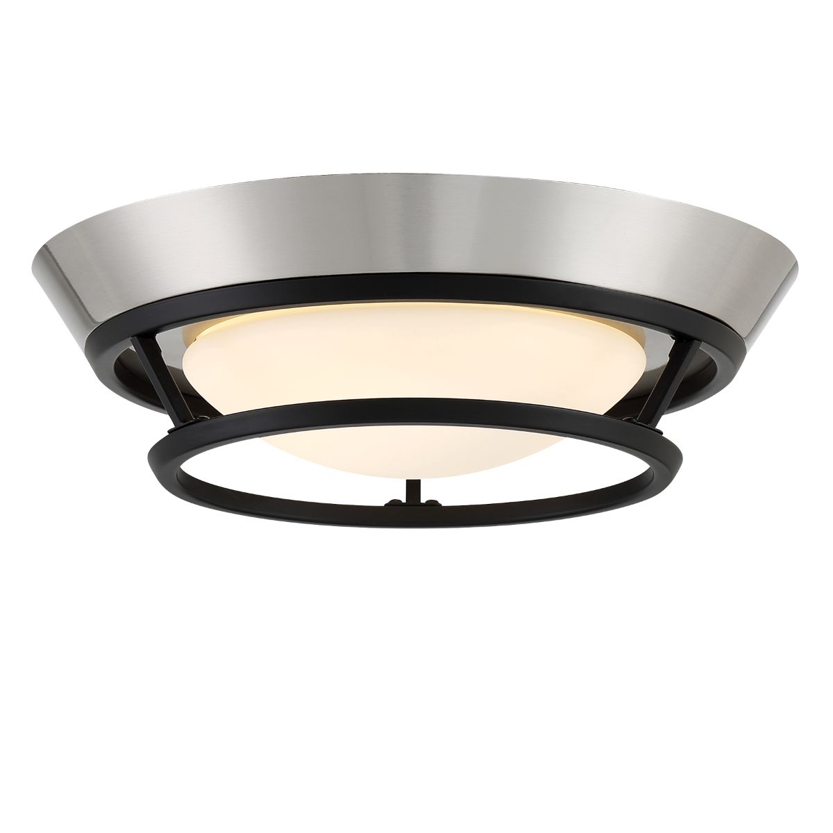 Beam Me Up 11 in. LED Flush Mount Light Coal & Brushed Nickel Finish