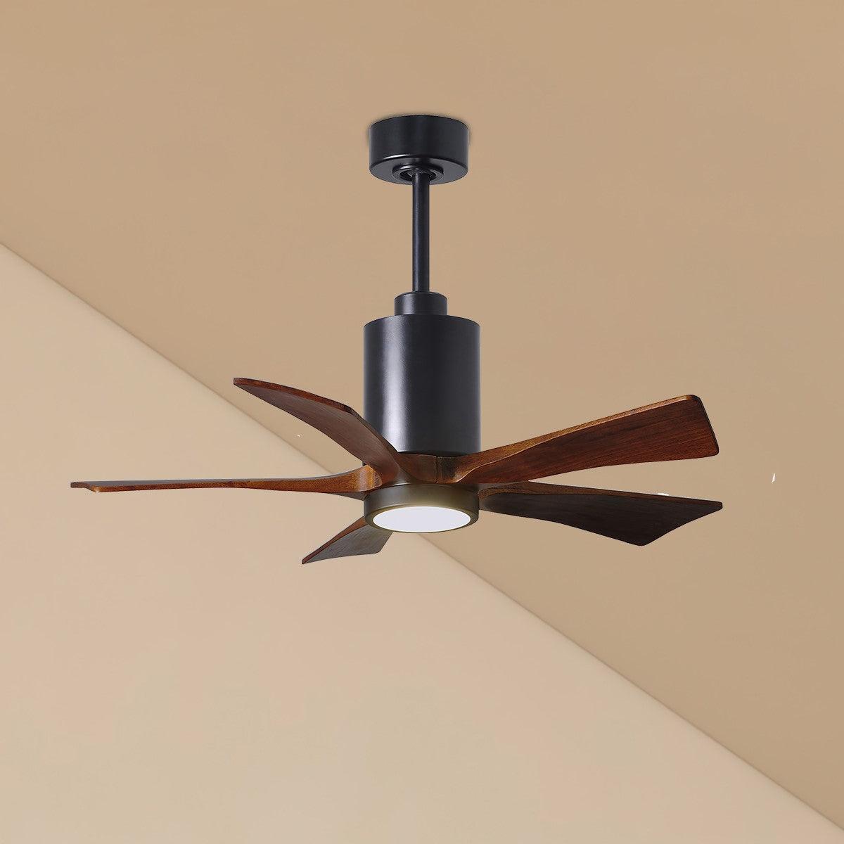 Patricia 5-Blade 42 Inch Black and Walnut LED Ceiling Fan with Remote - Bees Lighting