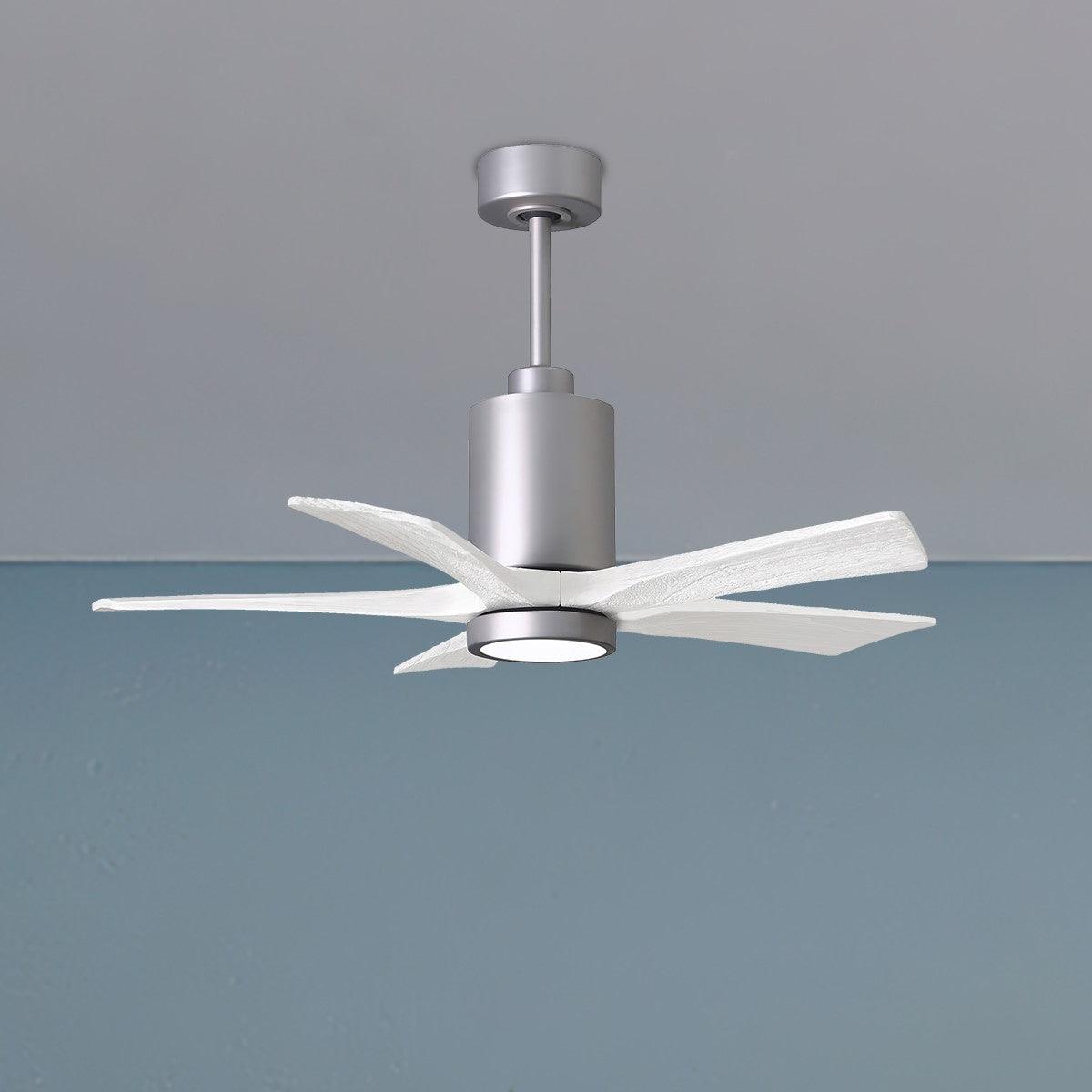 Patricia 5-Blade 42 Inch Nickel and White LED Ceiling Fan with Remote - Bees Lighting