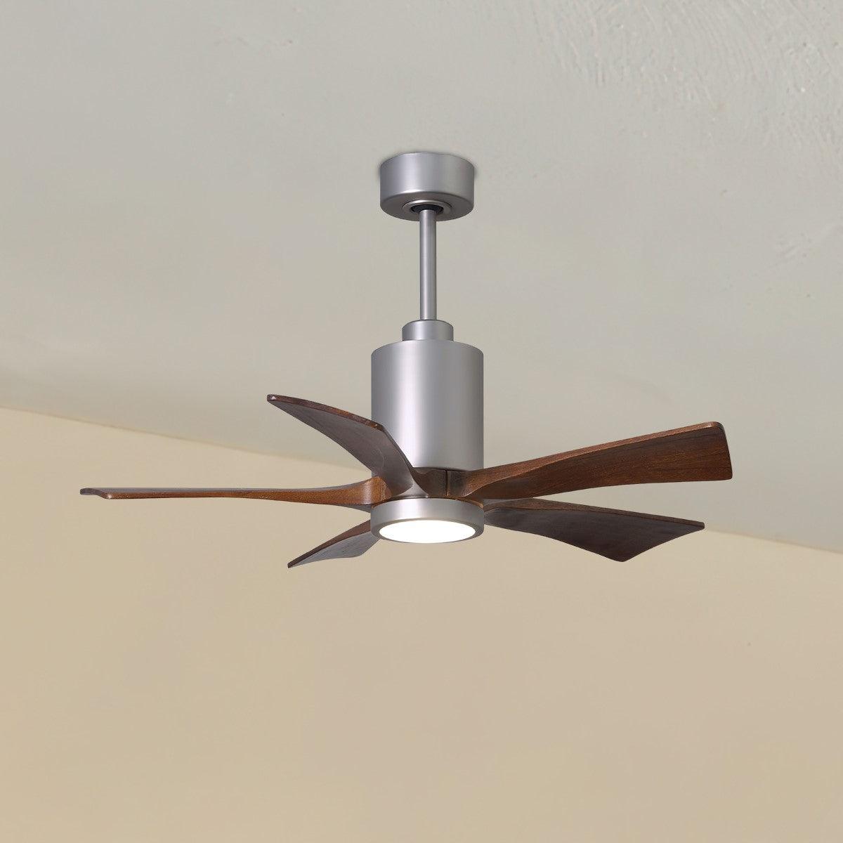 Patricia 5-Blade 42 Inch Nickel and Walnut LED Ceiling Fan with Remote - Bees Lighting