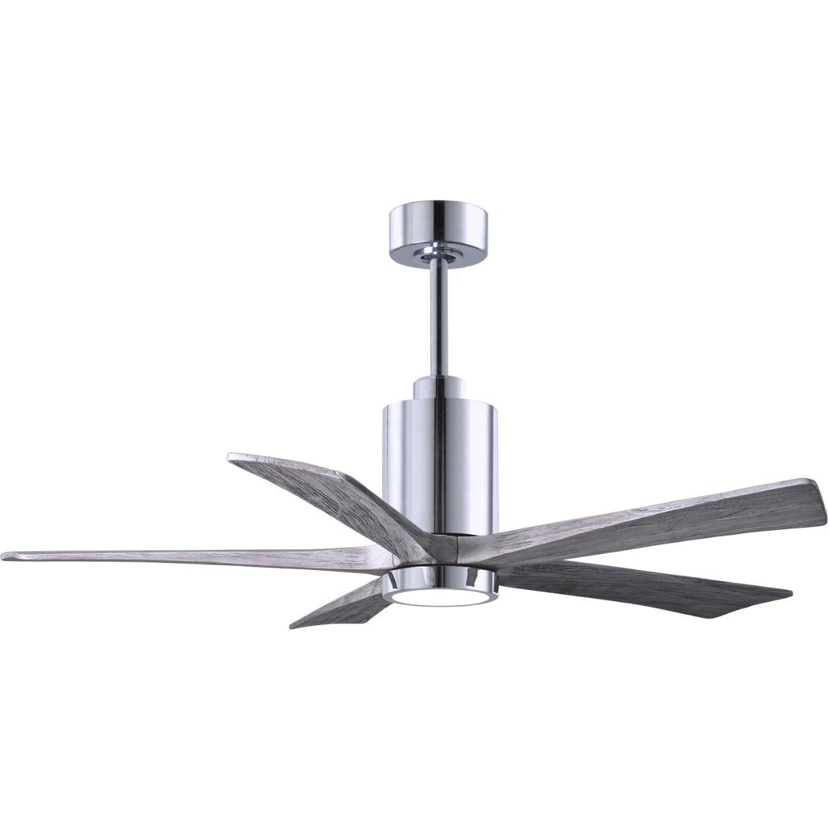 Patricia 5-Blade 52 Inch Chrome and Barnwood LED Ceiling Fan with Remote - Bees Lighting