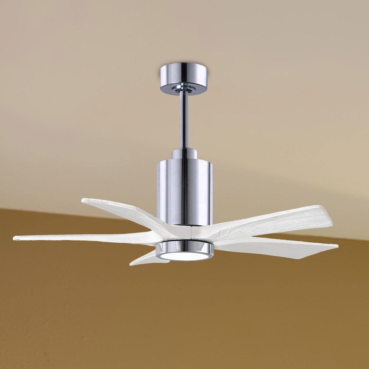 Patricia 5-Blade 42 Inch Chrome and White LED Ceiling Fan with Remote - Bees Lighting