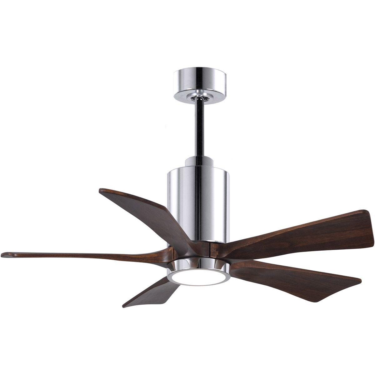 Patricia 5-Blade 42 Inch Chrome and Walnut LED Ceiling Fan with Remote - Bees Lighting