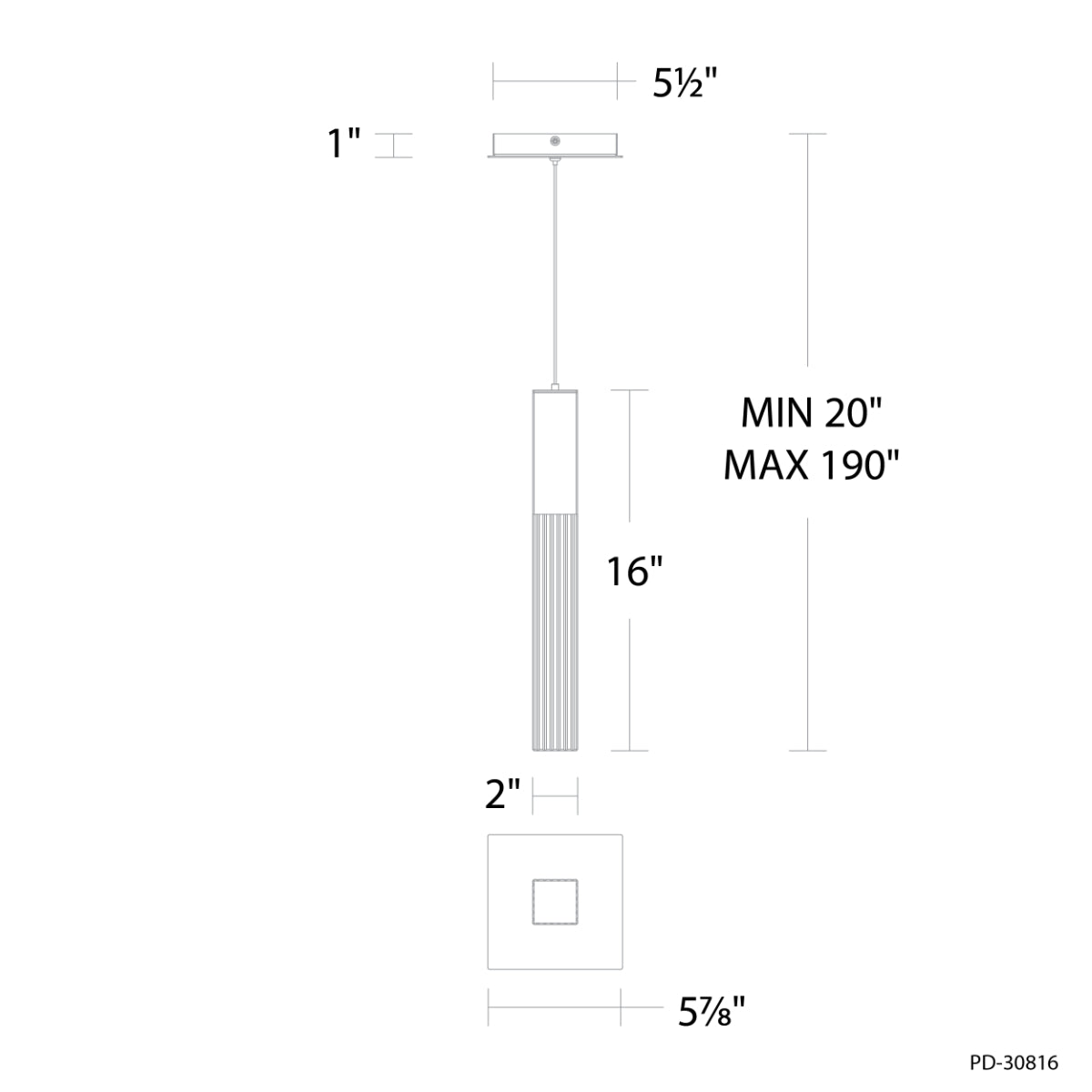 Cinema 20" LED Pendant Light, 2700K, Aged Brass Finish