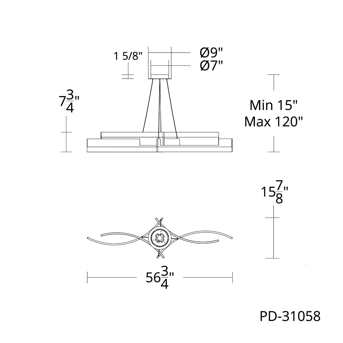 Arcs 57" LED Pendant Light, Brushed Nickel Finish