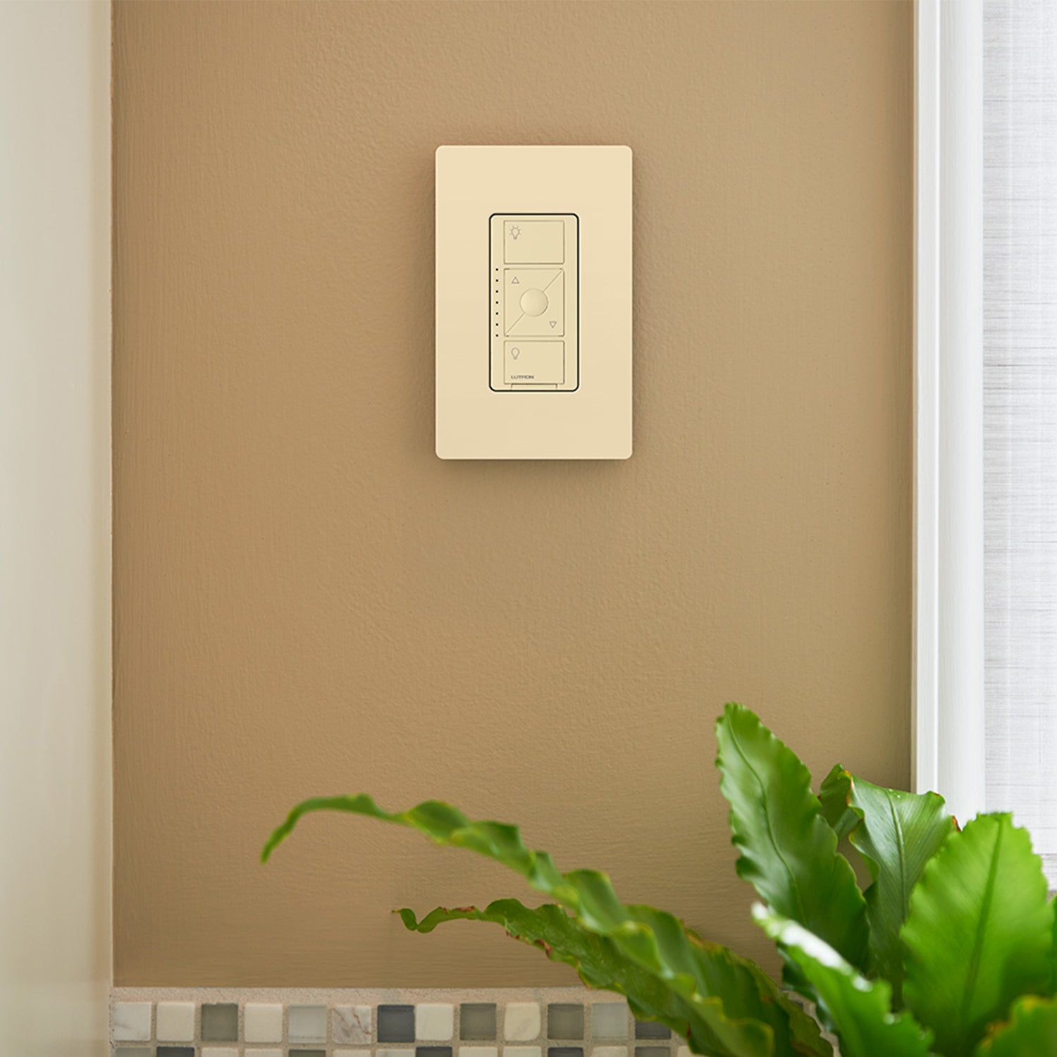 Caseta Wireless Smart Dimmer Switch ELV/LED 3-Way/Multi-Location Neutral Required Light Almond