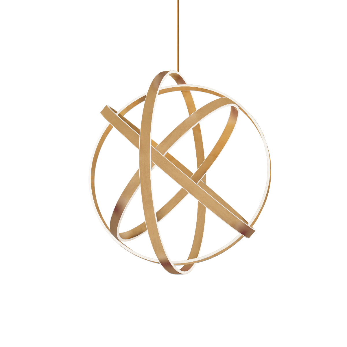 Kinetic 28" LED Pendant Light, Aged Brass Finish