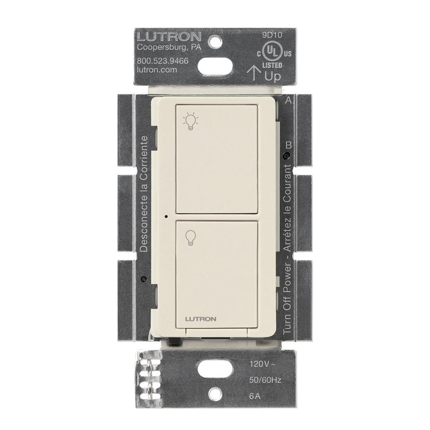 Caseta Wireless 3-Way Tap Smart Light Switch Neutral Required Light Almond